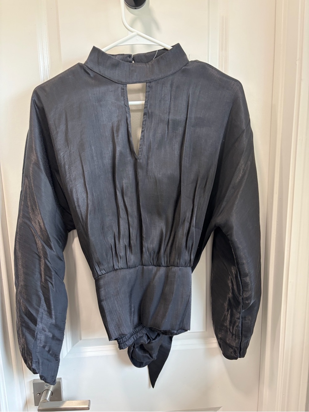 Black Women’s Satin Long-Sleeve Top